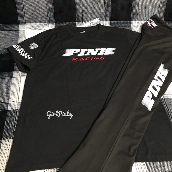 victoria secret PINK RACING flare leggings & SHORT SLEEVE TEE IN ALL SIZES - Picture 2 of 11